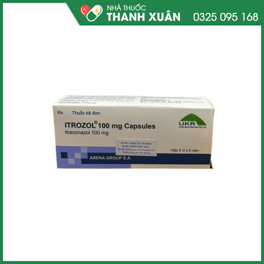 Itrozol 100mg capsules thuốc điều trị nhiễm nấm da, lang ben và nấm toàn thân